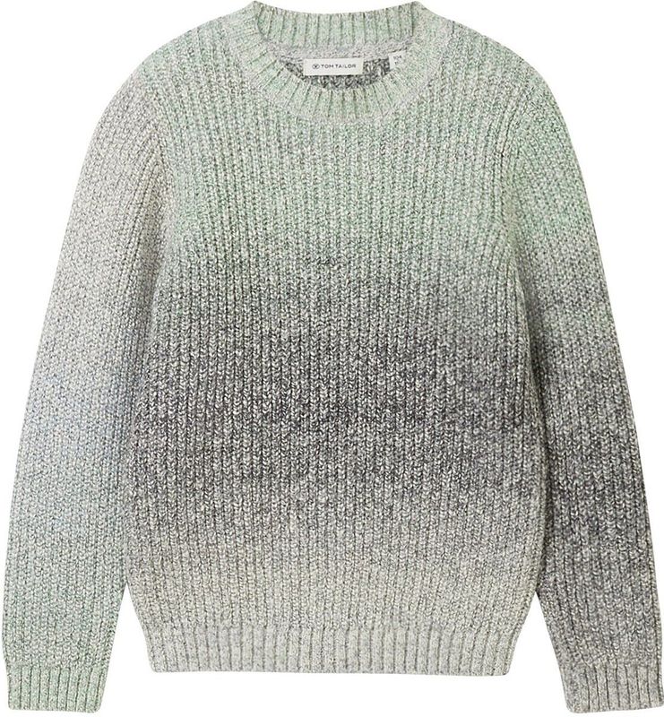 TOM TAILOR - Trui - Groen - Knitwear - Ronde Hals, Lange Mouw, Kleurverloop