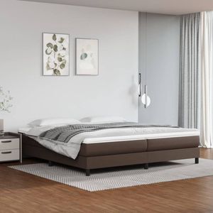 The Living Store Boxspring met matras kunstleer bruin 200x200 cm - Bed