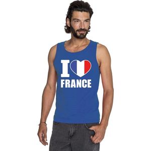 Blauw I love Frankrijk supporter singlet shirt/ tanktop heren - Frans shirt heren S