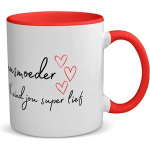 Akyol - bonusmoeder ik vind jou super lief koffiemok - theemok - rood - Mama - de liefste bonusmoeder - moeder cadeautjes - moederdag - verjaardag - geschenk - kado - 350 ML inhoud
