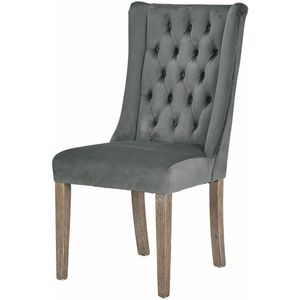 LOBERON Stoel Sudbury - Donkergrijs - Essenhout - Chesterfield-quilt