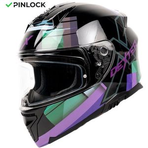 Motor Integraal Integraalhelm ELEVEN WONDERWERELD Zwart/paars/groen XS van MOTOBLOUZ