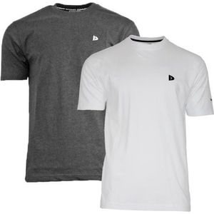 Donnay T-shirt - 2 Pack - Sportshirt - Heren - Maat L - Wit & Ch-marl