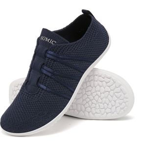 Somic Barefoot Schoenen - Instappers - Gymschoenen Zaalschoenen - Sportschoenen Sneaker - Ademend Knit Mesh - Platte Zool - Blauw - Maat 39