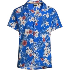 Boss Shirt Blauw Strand Blouse Met Bloemen Print