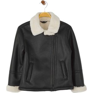 Trendyol Zwarte Effen Overhemdkraag Unisex Kinderjas Tkdaw26Mo00005