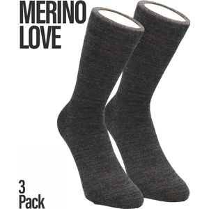 EnFuse Wollen Merino Sokken 3-Pack - Antraciet - Maat 35-38 - Zachte Merino Love Wollen Sokken Voor Iedere Dag - Heren / Dames