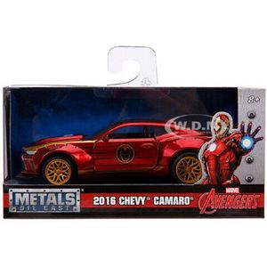 Avengers Iron Man Chevy Camaro voertuig - Metaal - Schaal 1:32 - 15 x 7 x 8 cm