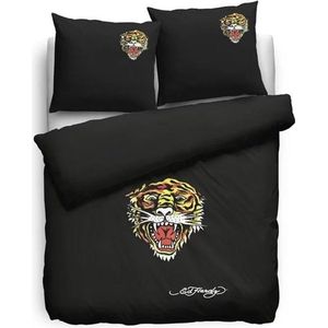 Ed Hardy Dekbedovertrek Tiger Open Mouth - Eenpersoons - 140x200/220 cm - Black