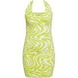 Mymo - Jurk - Gebroken Witte - Mini-Bodycon - Halterhals