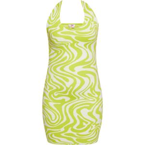 Mymo - Jurk - Gebroken Witte - Mini-Bodycon - Halterhals