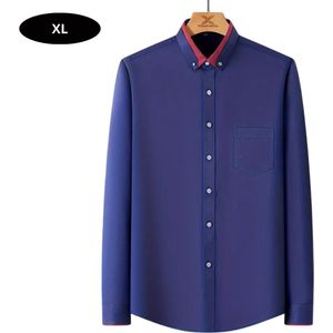 Livano Overhemd Heren - Volwassenen - Lange Mouwen - Strijkvrij - Lange Mouw - Marineblauw - Maat XL