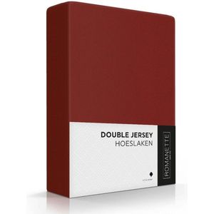 Romanette Zachte Dubbel Jersey Hoeslaken Lits-jumeaux  (180x200/210/220 + 200x200) - Bordeaux Rood