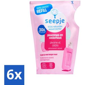 6 x Seepje - Wasverzachter - Duurzaam & Frisse Geur - Navulling - Pioenroos en Cederhout - 30 Wasbeurten - 750 ml - Wasverzachter - Wasmiddel - Natuurlijke Wasverzachter - Biologische Wasverzachter - Duurzame Wasverzachter