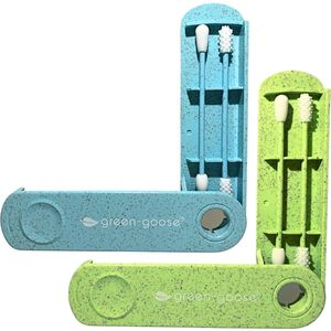 Duurzame Herbruikbare Wattenstaafjes van La Joya - Milieu Vriendelijke - Duurzaam Wattenstraafjes - Duo Pack - Zwart & Groen - 2 paar (2 stuks per paar)