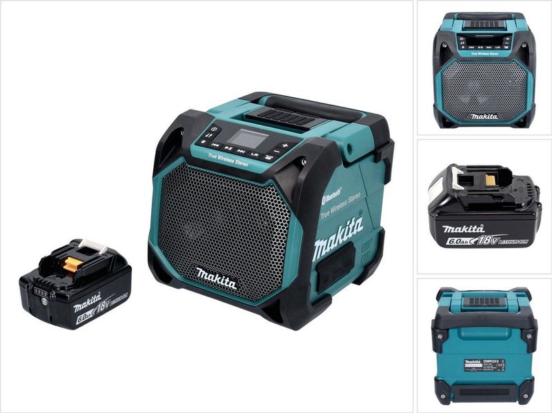 Makita DMR 203 G1 - Bluetooth-luidspreker - 12 V 18 V - IP64 - Inclusief 1x accu 6,0 Ah