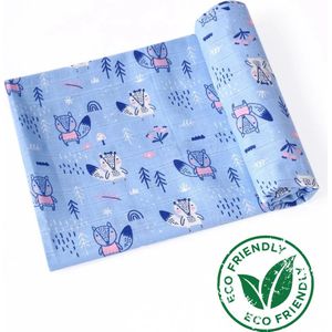 Duopack 2x BoefieBoef Blauw Eekhoorn Grote XL Hydrofiele Doek Baby - Duurzaam Eco Bamboe | Swaddle, Inbakerdoek, Hydrofiele Luier & Babydeken - Indianen Speer