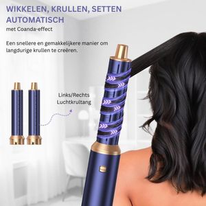 Fohnborstel - Krulborstel - Krultang 5 in 1 - Blauw goud