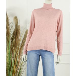 Dames col trui Roba-effen licht roze melee-fijngebreid-maat L/XL-koltrui-coltrui