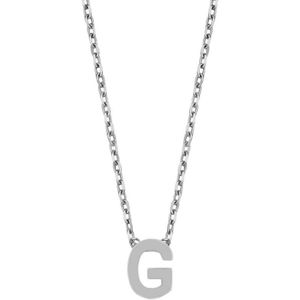 Cadeau voor haar New Bling 9NB 907G Zilveren Ketting Dames - letterhanger - G - Zilverkleurig