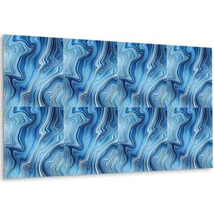 Tulup PVC Wandpaneel - Marmeren Textuur Vinyl Wandpaneel - 100 cm x 50 cm - Blauw Vinyl Wandbekleding - 1 stuk - Wandpaneel Zelfklevend - Marmer Muurpaneel - Vinyl Wandpaneel - Plaktegels Keuken en Badkamer