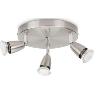 Prolight LED Plafondspots - GU10 - 3 Lichtpunten - Richtbaar - Zilver