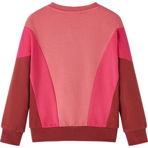 Kindertrui kleurenblok 116 oudroze & henna