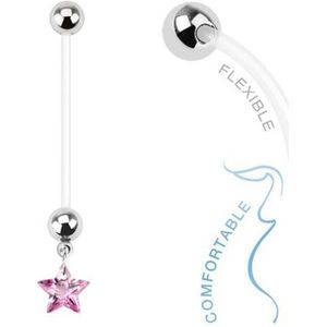 Fako Bijoux® - Zwangerschapspiercing - Ster - Roze