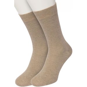 Bonnie Doon Basic Sokken Dames Taupe maat 36/42 - 2 paar - Basis Katoenen Sok - Gladde Naden - Brede Boord - Uitstekend Draagcomfort - Perfecte Pasvorm - 2-pack - Multipack - Effen - Gemeleerd - Licht Bruin - Beige - Taupe Heather - OL834222.376