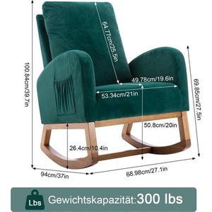 Mrs. Jones Schommelstoel - Stoelen - Meubels - Fauteuil - Schommelstoel Baby - Groen - 69x94x100 CM