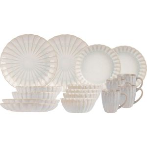Cosy & Trendy Serviesset Astera Pure 16-delig / 4 personen - 4 dinerborden, 4 diepe borden, 4 kommen en 4 mokken