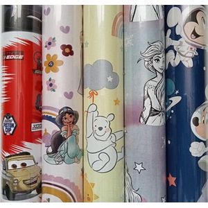 Assortiment 5 rollen Inpakpapier DISNEY 2022 Cadeau inpak papier (70x200cm)