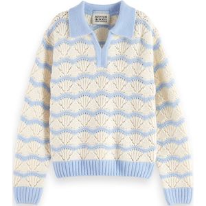 Scotch & Soda Stripe Boxy Pullover With Collar Meisjes Trui - Maat 176