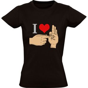 I Love Fingers Dames T-shirt | Valentijnsdag | vrijgezellenfeest | relatie | liefde