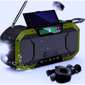 DF-580Pro Zwengelradio Met Oplaadfunctie - 5000 MAh - IPX5 Waterdichte Bluetooth-Luidspreker - Noodradio Met Zaklamp En LED-Leeslamp – Draagbare Auto-Scan AM/FM