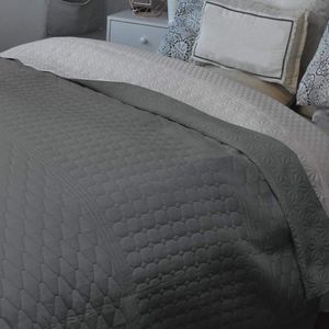 Sprei/sofaplaid, dagdeken, plaid, XXL-deken, 170 x 220 cm, lichtgrijs/donkergrijs patroon