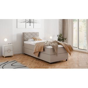 Boxsprings Diamaro 90x200 cm met gestoffeerd matras - Donkerbeige