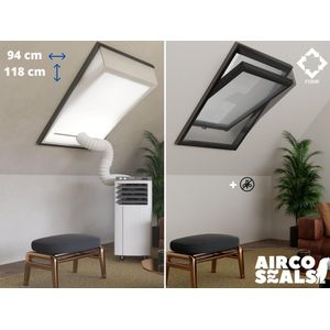 Raamafdichtingskit Mobiele Airco - Met Hor – 94 x 118 cm Velux PK06 | Fakro/Optilight 08 | Roto 09/11 - Dakraam - Airco Slang Afsluiten – Velux Tuimelvenster Oplossing - Dakraam Afdichting