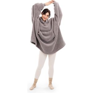 HOMELEVEL unisex hoodie van fleece - Cuddle hoodie voor dames en heren - Hoodie deken van bijzonder zachte, dikke fleece - Maat XL in lichtgrijs