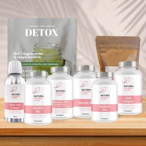 Detox Niveau 3 - krachtige ontgifing - energie - verbetering microbioom - huidverbetering - nachtrust - start gezonde leefstijl - supplementen, detox thee en een glossy met uitleg en heerlijk menu