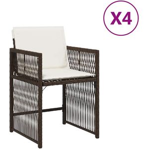 vidaXL Tuinstoelen 4 st - Poly Rattan - Inclusief Kussens Tuinstoel - Tuinset - Lounge Set - Buitendecoratie - Outdoor Furniture