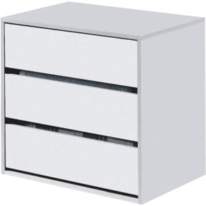 Mat wit ladekastje met drie laden - Afmetingen: 60 cm (breedte) x 57 cm (hoogte) x 44 cm (diepte)