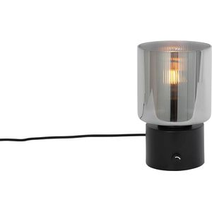 QAZQA laura - Art Deco Tafellamp - 1 lichts - H 24 cm - Grijs - Woonkamer | Slaapkamer | Keuken