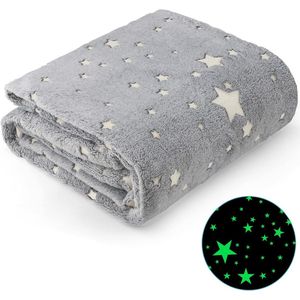 Glow in the Dark Deken 200cm x 150cm, Gooi Deken Kinderen Gezellige Deken Sterren Patroon Flanellen Fleece Deken, Alle seizoenen Deken Kerstvakantie Verjaardagscadeaus voor Tiener Kinderen