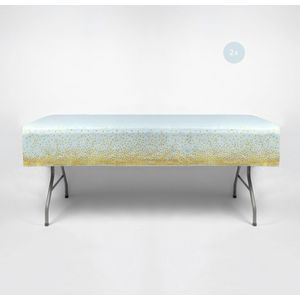 Festivz 2x Lichtblauw Goud Confetti Plastic Wegwerp Tafelkleed Versiering Set - Verjaardag Bruiloft Sweet 16 Feest Decoratie - 274 x 137 cm