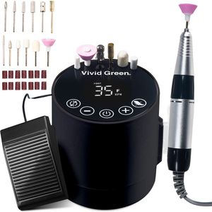Elektrische Nagelvijl - Nagelfrees Complete Set 35000 RPM - Manicure & Pedicure - Zwart - Vivid Green