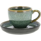 BITZ - Espresso met Schaaltje - Groen/Zwart - Dia 5,5 x 5 cm - 7 cl