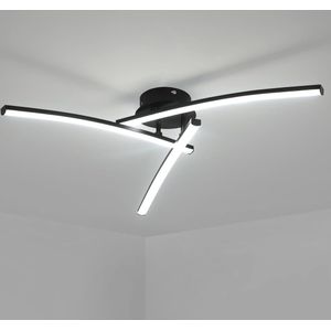 Goeco plafondlamp - 68cm - Groot - LED - 21W - 2360LM - Golfvorm - Koel Wit - 6500K - Zwart