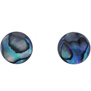 Behave Oorbellen - oorstekers - abalone schelp - blauw - groen - 1.5 cm