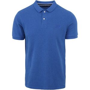 Superdry - Classic Pique Polo Mid Blauw - Modern-fit - Heren Poloshirt Maat L